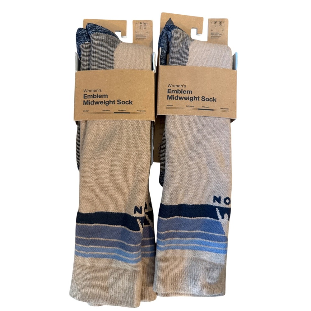 2 Pair Burton Women's Emblem Mid weight Socks snowboard ski taupe M/L NWT